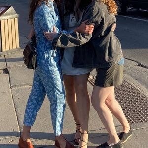 Old Navy Denim Flower Jumpsuit